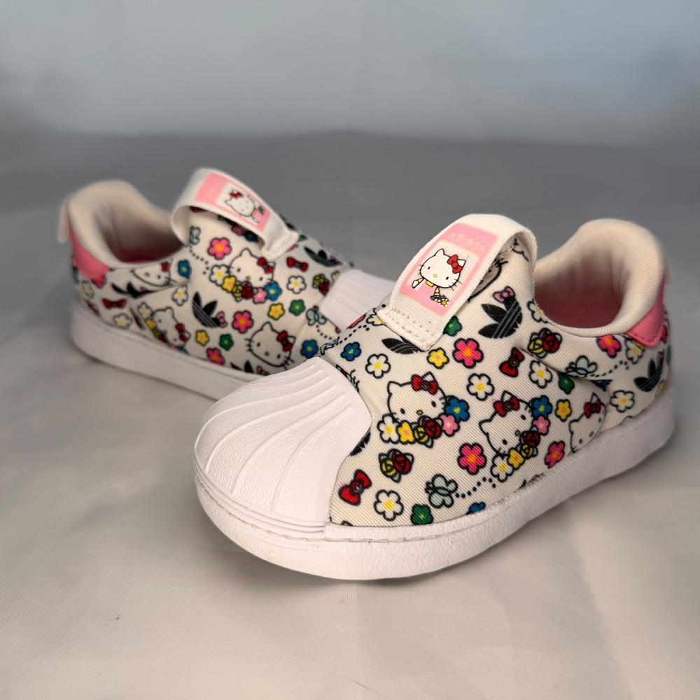 Adidas Superstar 360 Hello Kitty Toddler 7K Slip On White Pink Floral IG5668